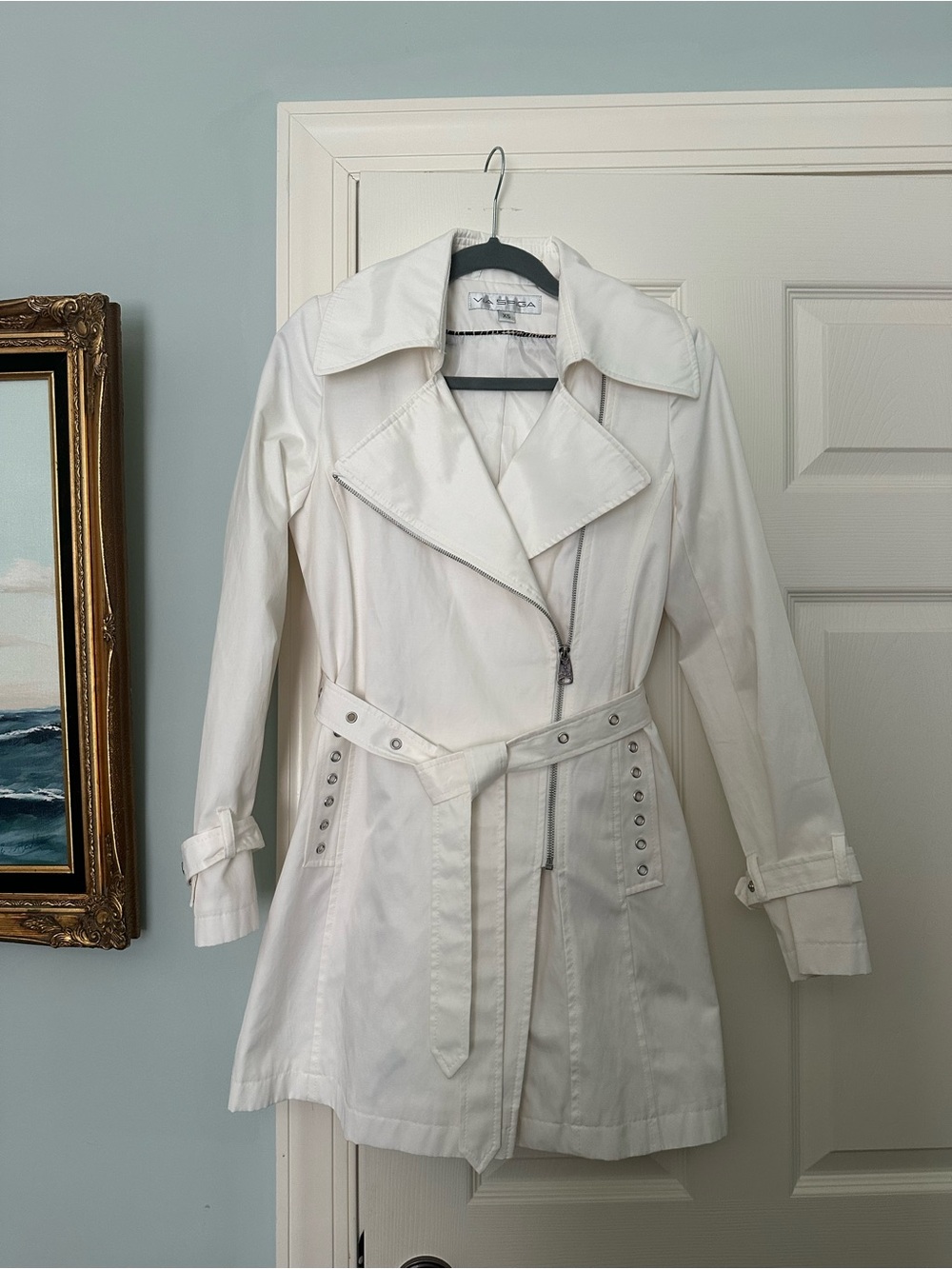 Via Spiga White Belted Trench Coat
